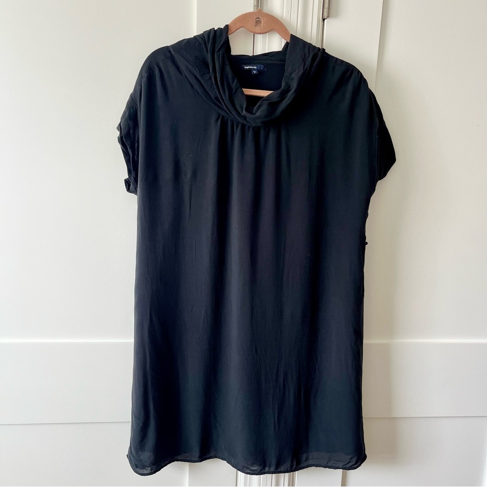 Gap Maternity Cowl Neck Mini Short Sleeve Dress Black Sz M